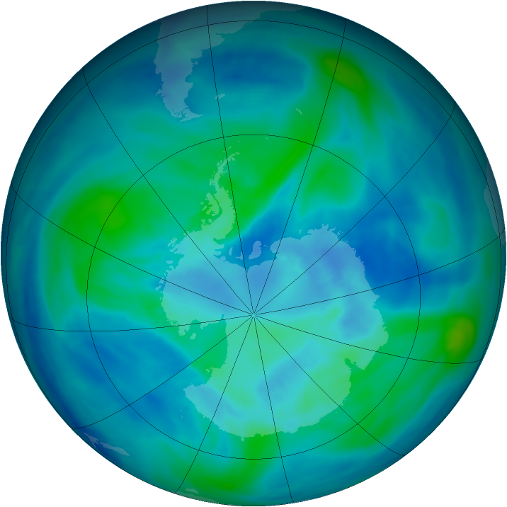 Antarctic ozone map for 30 March 2008